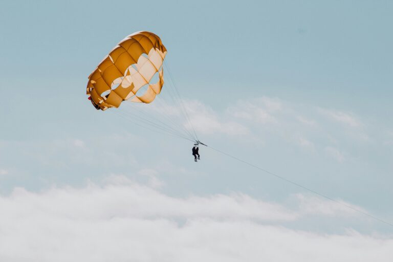 An orange parachute in the sky