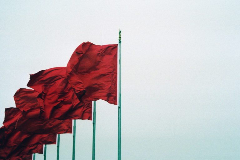 A line of red flags
