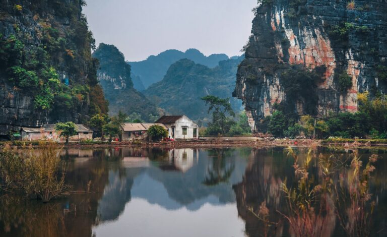 A peaceful lake scene in Vietnam