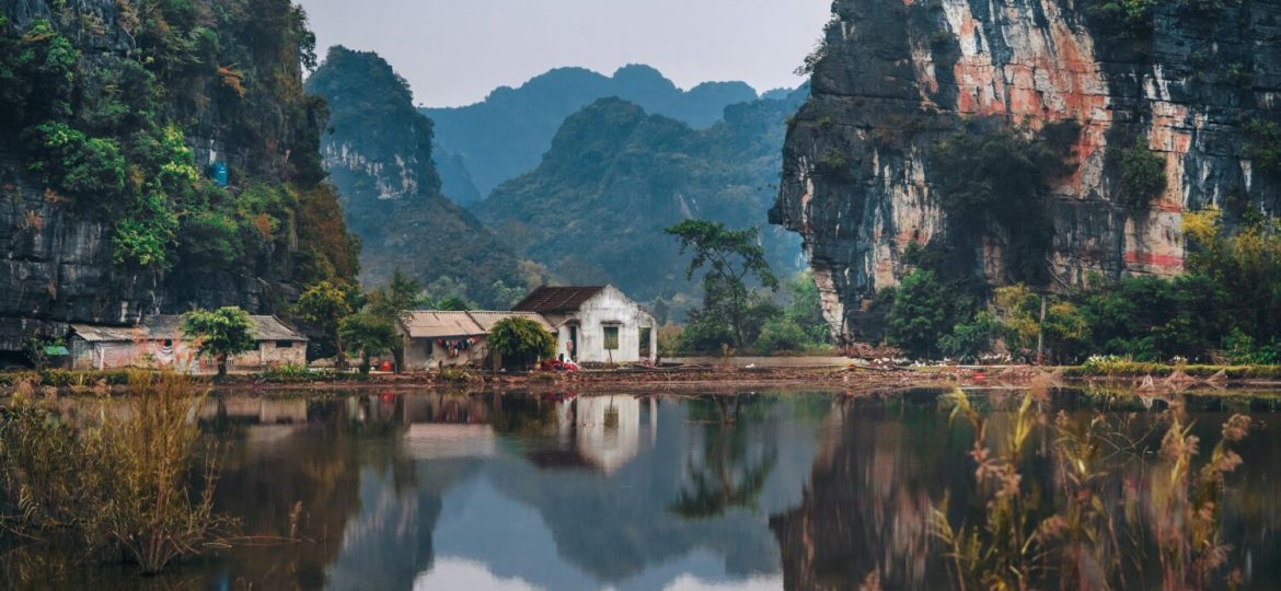A peaceful lake scene in Vietnam