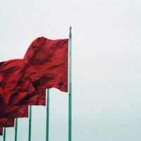 A line of red flags